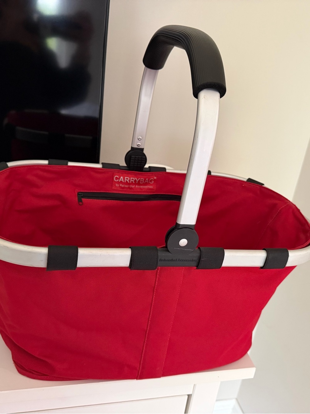 Red Foldable Market Tote with Aluminum Handle